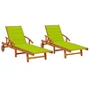 Image de vidaXL Lot de 2 Chaises Longues avec Coussins, Bain de Soleil, Transat de Terrasse, Siège de Jardin Patio Extérieur, Bois d'Acacia Solide
