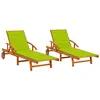 Image de vidaXL Chaises longues lot de 2 avec coussins Bois d'acacia solide