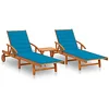 Image de vidaXL Chaises Longues Lot de 2 avec Table et Coussins Acacia Solide
