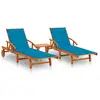 Image de vidaXL Chaises longues lot de 2 avec table et coussins Acacia solide