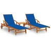 Image de vidaXL Chaises Longues Lot de 2 avec Table et Coussins Acacia Solide