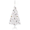 Image de vidaXL Arbre de Noël Artificiel Pré-éclairé et Boules, Sapin de Noël avec LED, Décoration de Vacances, Ornement de Fête Intérieur Extérieur, Blanc 120 cm PVC