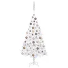 Image de vidaXL Arbre de Noël Artificiel Pré-éclairé et Boules, Sapin de Noël avec LED, Décoration de Vacances, Ornement de Fête Intérieur Extérieur, Blanc 150 cm PVC