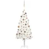 Image de vidaXL Arbre de Noël Artificiel Pré-éclairé et Boules, Sapin de Noël avec LED, Décoration de Vacances, Ornement de Fête Intérieur Extérieur, Blanc 120 cm