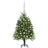 Image de vidaXL Arbre de Noël Artificiel Pré-éclairé et Boules, Sapin de Noël avec LED, Décoration de Vacances, Ornement de Fête Intérieur Extérieur, 120 cm Vert