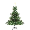 Image de vidaXL Sapin de Noël Artificiel Nordmann avec LED et Boules Arbre de Noël Décoration de Noël Jardin Patio Arrière-Cour Extérieur Vert 180 cm