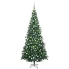 Image de vidaXL Arbre de Noël Artificiel Pré-éclairé et Boules, Sapin de Noël avec LED, Décoration de Vacances, Ornement de Fête Intérieur Extérieur, L 240 cm Vert