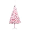 Image de vidaXL Arbre de Noël Artificiel avec LED et Boules Sapin de Noël Décoration de Noël Jardin Patio Arrière-Cour Extérieur Rose 210 cm PVC