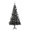 Image de vidaXL Arbre de Noël Artificiel avec LED et Boules Sapin de Noël Décoration de Noël Jardin Patio Arrière-Cour Extérieur Noir 210 cm PVC