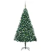 Image de vidaXL Arbre de Noël Artificiel Pré-éclairé et Boules, Sapin de Noël avec LED, Décoration de Vacances, Ornement de Fête Intérieur Extérieur, Vert 210 cm PVC