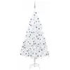 Image de vidaXL Arbre de Noël Artificiel pré-éclairé et Boules Blanc 210 cm PVC