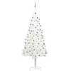 Image de vidaXL Arbre de Noël Artificiel Pré-éclairé et Boules, Sapin de Noël avec LED, Décoration de Vacances, Ornement de Fête Intérieur Extérieur, Blanc 210 cm