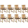 Image de vidaXL Chaises de jardin avec coussins lot de 8 Bois d'acacia solide