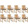 Image de vidaXL Chaises de jardin avec coussins lot de 8 Bois d'acacia solide
