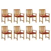 Image de vidaXL Lot de 8 Chaises de Jardin avec Coussins, Sièges de Terrasse, Chaises de Salle à Manger, Meubles de Patio Extérieur, Bois d'Acacia Solide