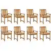 Image de vidaXL Chaises de jardin avec coussins lot de 8 Bois d'acacia solide