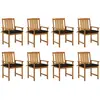 Image de vidaXL Chaises de jardin avec coussins lot de 8 Bois d'acacia solide