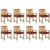 Image de vidaXL Chaises de jardin avec coussins lot de 8 Bois d'acacia solide