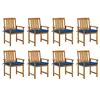 Image de Chaises de jardin avec coussins lot de 8 Bois d acacia solide