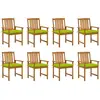 Image de vidaXL Chaises de jardin avec coussins lot de 8 Bois d'acacia solide
