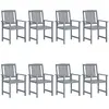 Image de vidaXL Chaises de jardin lot de 8 Bois massif d'acacia Gris