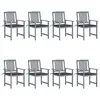 Image de vidaXL Chaises de jardin et coussins lot de 8 Bois acacia solide Gris