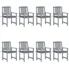 Image de vidaXL Chaises de jardin et coussins lot de 8 Bois acacia solide Gris
