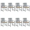 Image de vidaXL Chaises de jardin et coussins lot de 8 Bois acacia solide Gris