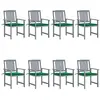Image de vidaXL Chaises de jardin et coussins lot de 8 Bois acacia solide Gris