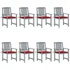 Image de vidaXL Chaises de jardin et coussins lot de 8 Bois acacia solide Gris