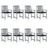 Image de vidaXL Chaises de jardin et coussins lot de 8 Bois acacia solide Gris