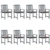 Image de vidaXL Chaises de jardin et coussins lot de 8 Bois acacia solide Gris