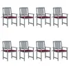 Image de vidaXL Chaises de jardin et coussins lot de 8 Bois acacia solide Gris
