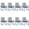 Image de vidaXL Chaises de jardin et coussins lot de 8 Bois acacia solide Gris