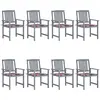 Image de vidaXL Chaises de jardin et coussins lot de 8 Bois acacia solide Gris
