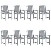 Image de vidaXL Chaises de jardin et coussins lot de 8 Bois acacia solide Gris