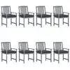 Image de vidaXL Chaises de jardin et coussins lot de 8 Bois acacia solide Gris
