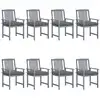Image de vidaXL Chaises de jardin et coussins lot de 8 Bois acacia solide Gris