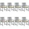Image de vidaXL Chaises de jardin et coussins lot de 8 Bois acacia solide Gris