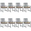 Image de vidaXL Chaises de jardin et coussins lot de 8 Bois acacia solide Gris