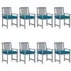 Image de vidaXL Chaises de jardin et coussins lot de 8 Bois acacia solide Gris