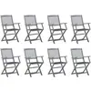 Image de vidaXL Chaises pliables d'extérieur lot de 8 et coussins Bois d'acacia