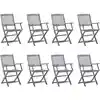 Image de vidaXL Chaises pliables d'extérieur lot de 8 et coussins Bois d'acacia