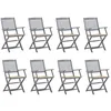 Image de Chaises pliables d extérieur lot de 8 et coussins Bois d acacia