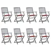 Image de Chaises pliables d extérieur lot de 8 et coussins Bois d acacia