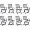 Image de vidaXL Chaises pliables d'extérieur lot de 8 et coussins Bois d'acacia