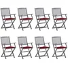 Image de vidaXL Lot de 8 Chaises Pliables d'Extérieur avec Coussins, Sièges de Terrasse, Chaises de Salle à Manger, Meubles de Patio Jardin, Bois d'Acacia