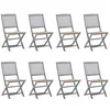 Image de vidaXL Lot de 8 Chaises Pliables d'Extérieur avec Coussins, Sièges de Terrasse, Chaises de Salle à Manger, Meubles de Patio Jardin, Bois d'Acacia