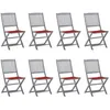Image de Chaises pliables d extérieur lot de 8 et coussins Bois d acacia