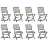 Image de vidaXL Lot de 8 Chaises Pliables d'Extérieur avec Coussins, Sièges de Terrasse, Chaises de Salle à Manger, Meubles de Patio Jardin, Bois d'Acacia